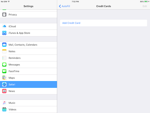 Add Credit Card for Autofill