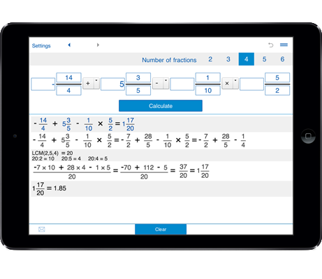 Fraction calculator XL