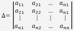 determinant of the coefficient matrix
