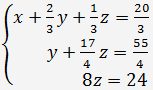 Gaussian Elimination to solve systems of three equations